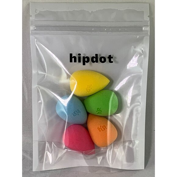 HipDot Beauty Mini Sponge Set of 5 Reusable Expands Soft with BONUS Makeup Bag - Picture 1 of 7